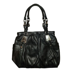 B. Makowsky Black Leather Shoulder Bag Medium Women's